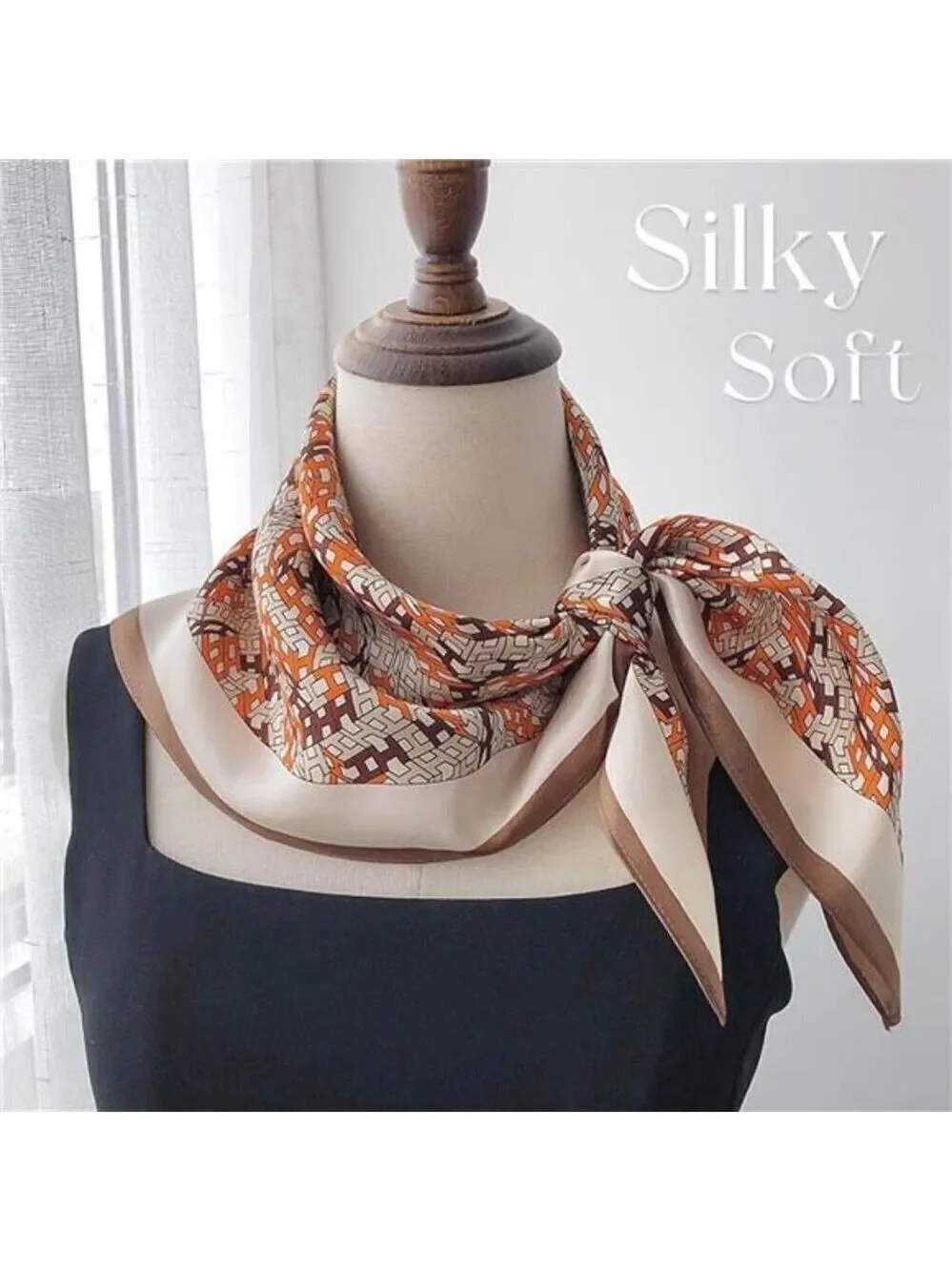 Hair Bandanas Scarf For Women Lightweight Orange Fashion Neck Silk Satin Head